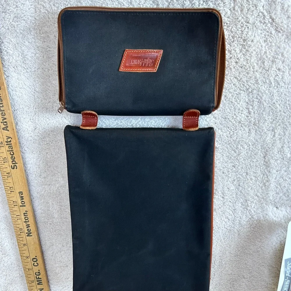 Stuffed Shirt Travel Organizer Set Black Canvas Leather Trim Made in England